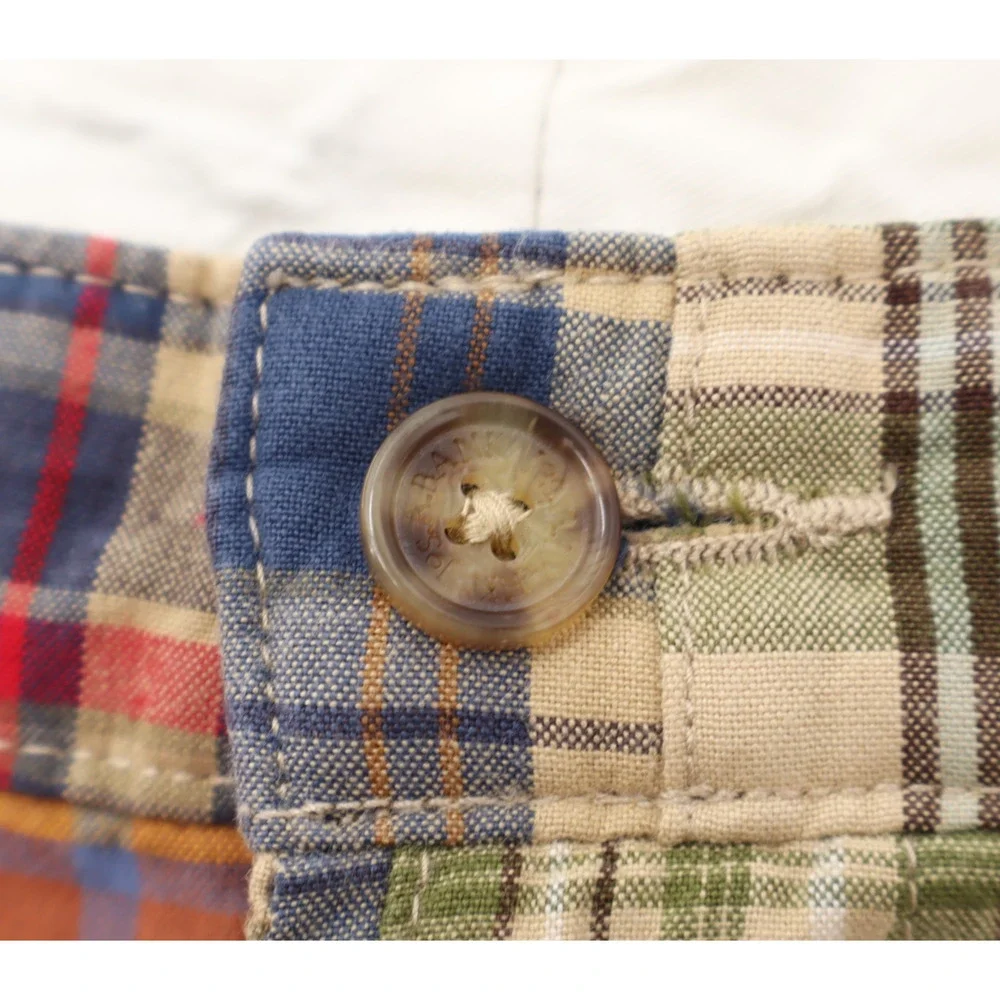 Madras Patchwork Jos A Bank Sz L Chino Shorts 100% Cotton Coastal Nautical Golf